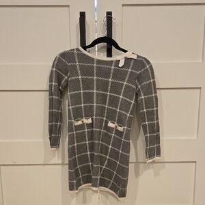 Gray and White Checkered Knit Dress